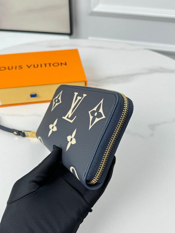 Portafoglio LV Zippy Nero Beige Monogram Empreinte Pelle 221539