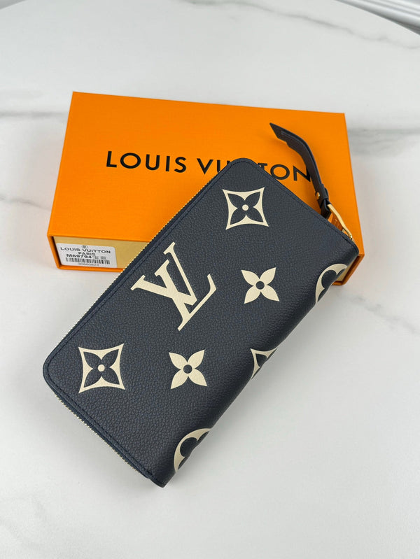 Portafoglio LV Zippy Nero Beige Monogram Empreinte Pelle 221539