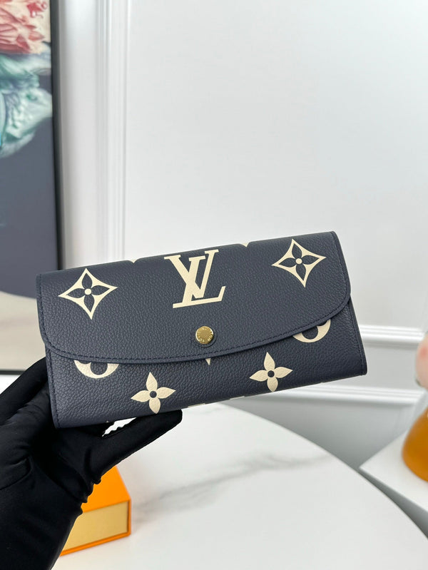 LV Emilie Wallet Black Beige Monogram Empreinte Leather 221541