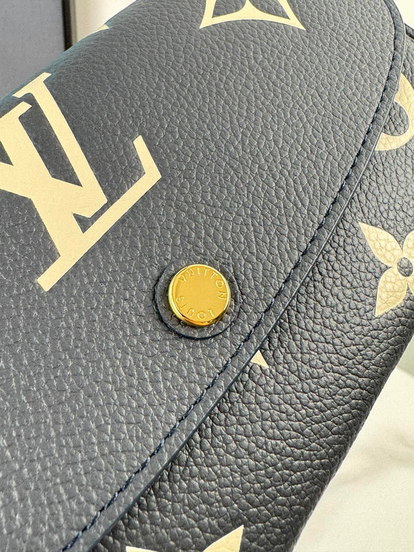 LV Emilie Wallet Black Beige Monogram Empreinte Leather 221541