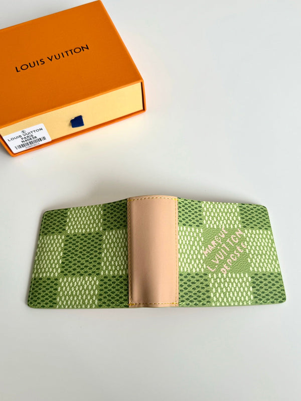 Portafoglio sottile LV x Tyler in tela Damier verde da golf 221434