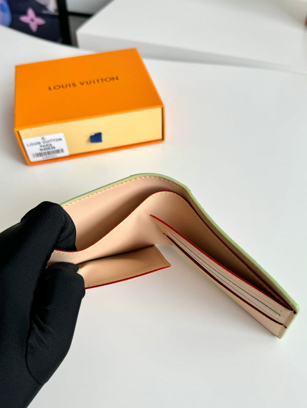 Portafoglio sottile LV x Tyler in tela Damier verde da golf 221434