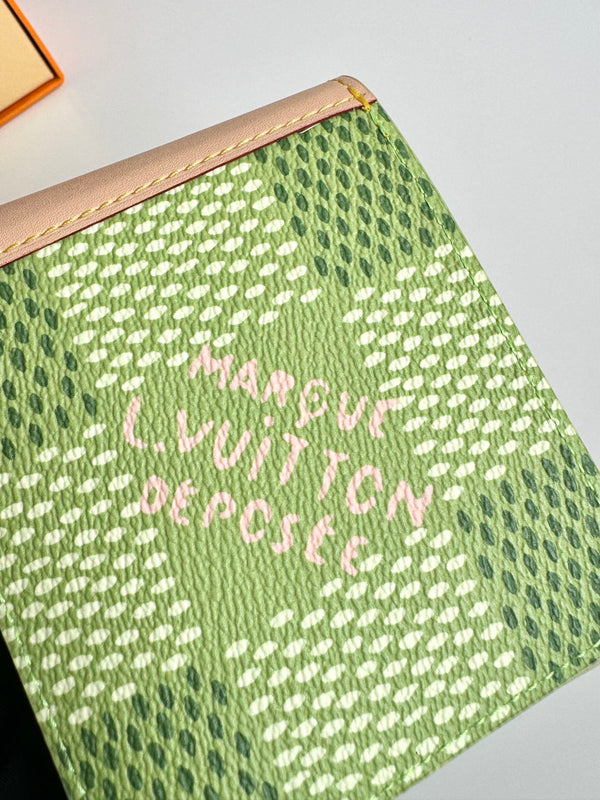 Portafoglio sottile LV x Tyler in tela Damier verde da golf 221434