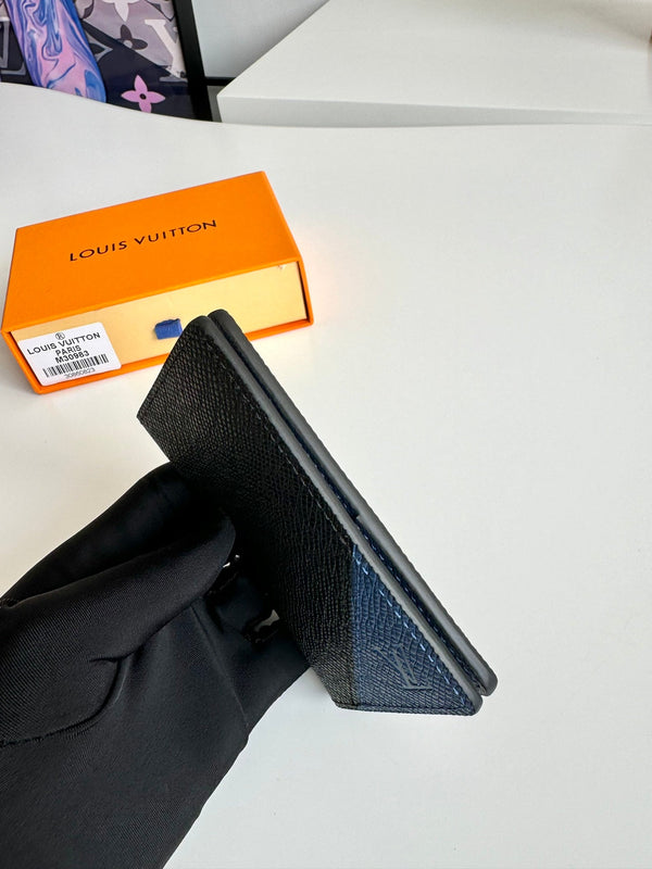 LV Pocket Organizer Black Blue Taiga Cowhide 221441