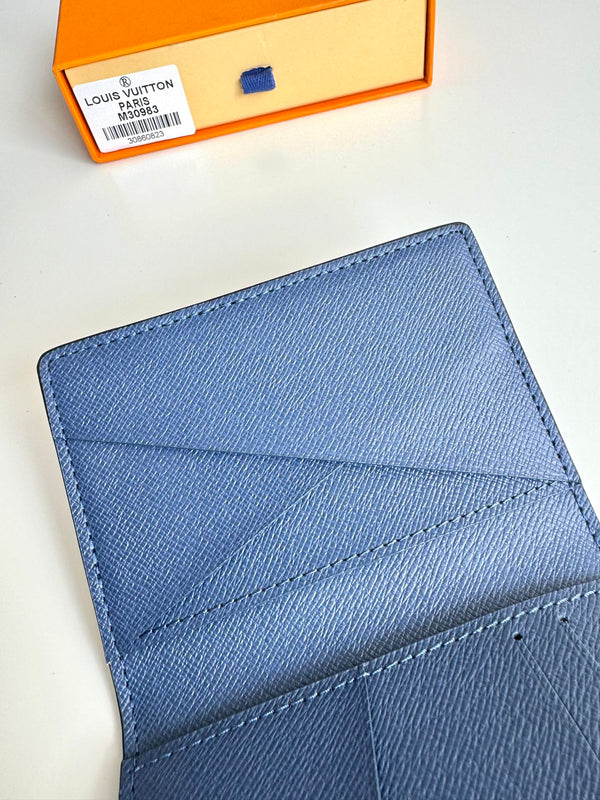 LV Pocket Organizer Black Blue Taiga Cowhide 221441