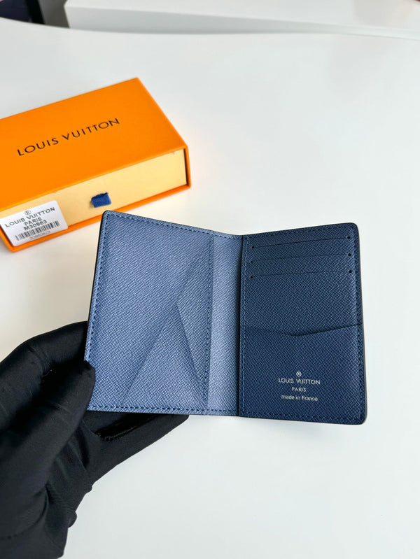 LV Pocket Organizer Black Blue Taiga Cowhide 221441