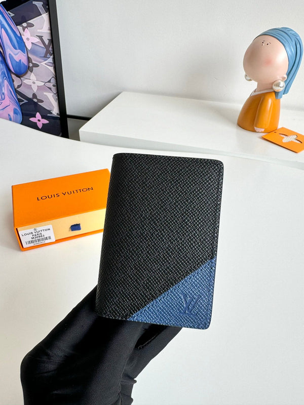 LV Pocket Organizer Black Blue Taiga Cowhide 221441