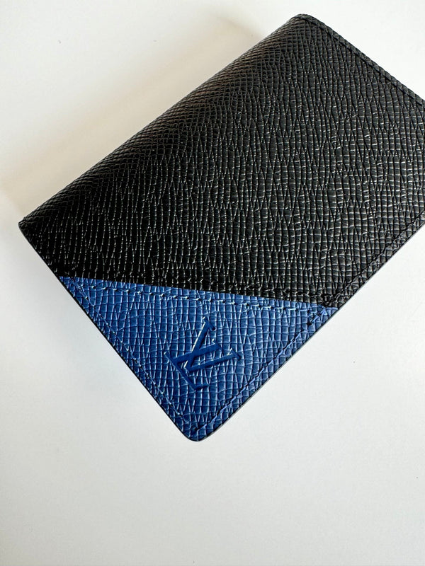 LV Pocket Organizer Black Blue Taiga Cowhide 221441