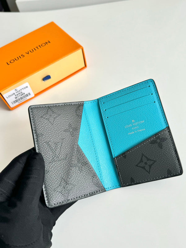 LV Pocket Organizer Turquoise Monogram Eclipse Canvas 221449