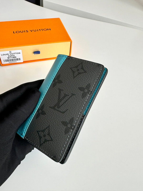 LV Pocket Organizer Turquoise Monogram Eclipse Canvas 221449