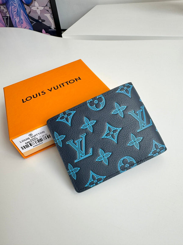 Portafoglio multiplo LV M82323 in pelle di vacchetta monogramma blu navy 221265