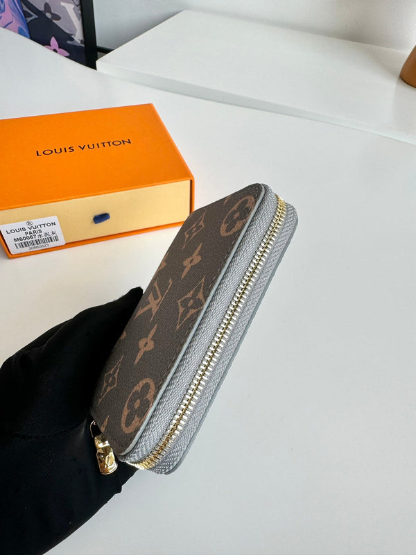 Portamonete LV con cerniera Trianon grigio tela monogramma GHW 221285