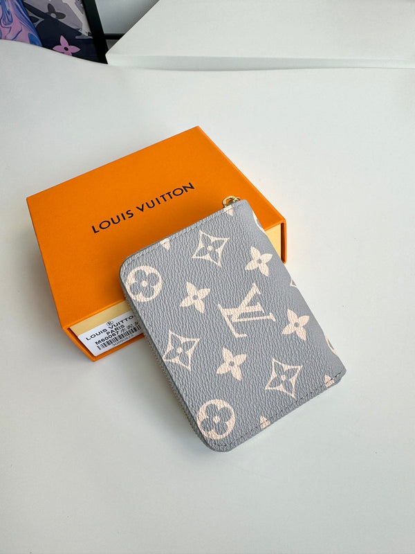 Portamonete LV con cerniera Trianon grigio tela monogramma GHW 221285