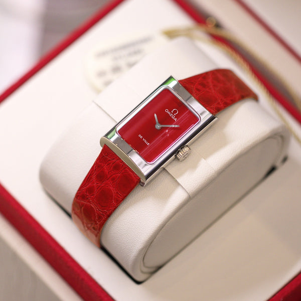 Omega De Ville 26.12mm Silver Red Dial
