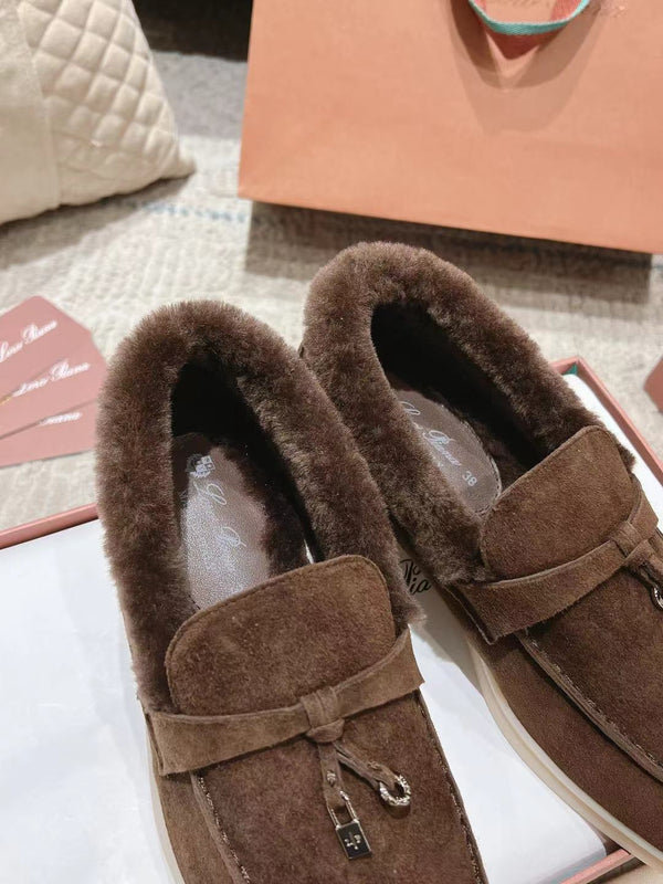 Mocassini LP Summer Charms Walk in pelle scamosciata marrone con fodera in pelliccia di coniglio 206262