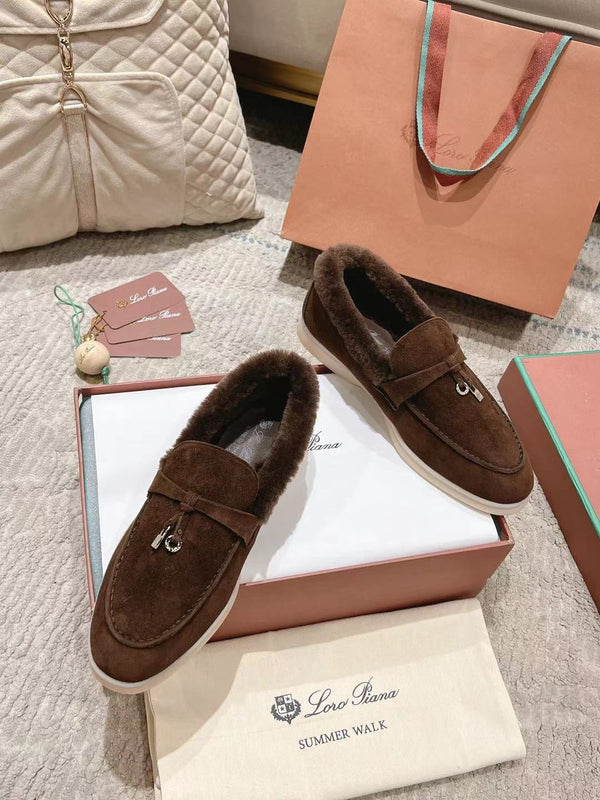 Mocassini LP Summer Charms Walk in pelle scamosciata marrone con fodera in pelliccia di coniglio 206262