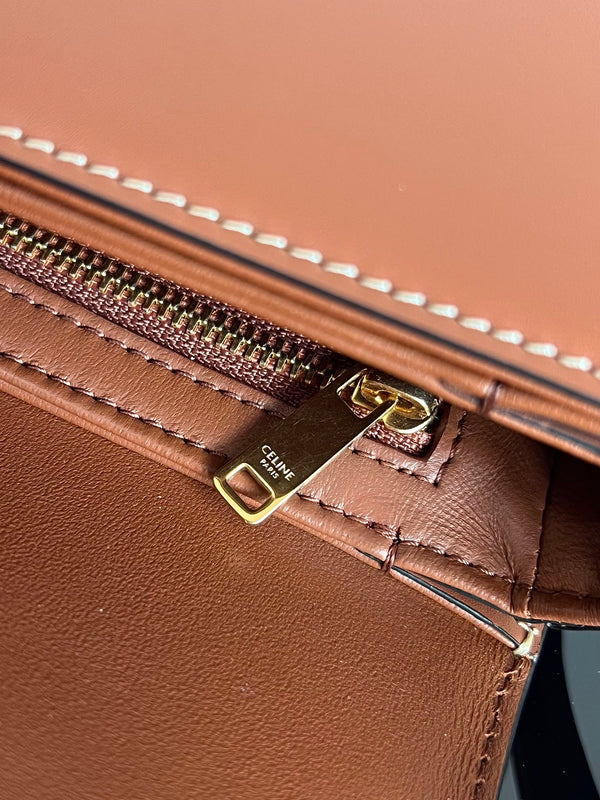 TEEN TRIOMPHE 18 TUTTA IN PELLE DI VITELLO MARRONE FERRAMENTA ORO