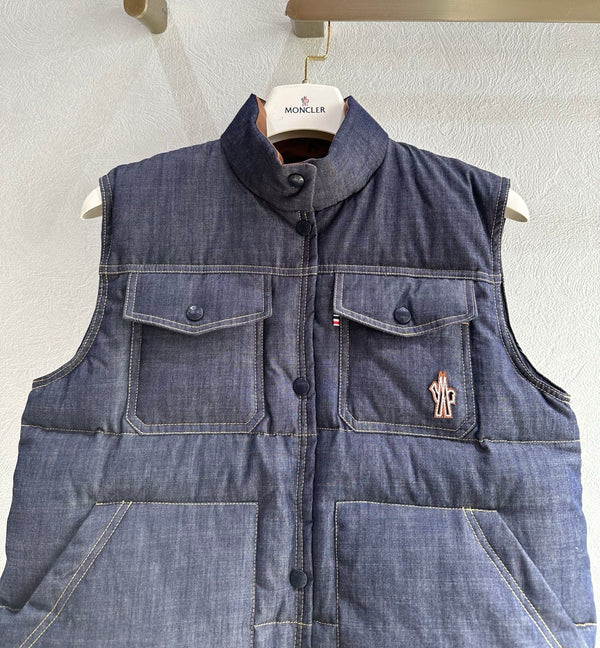 Moncler 2025 Grenoble Krachan Gilet Blue Denim Down