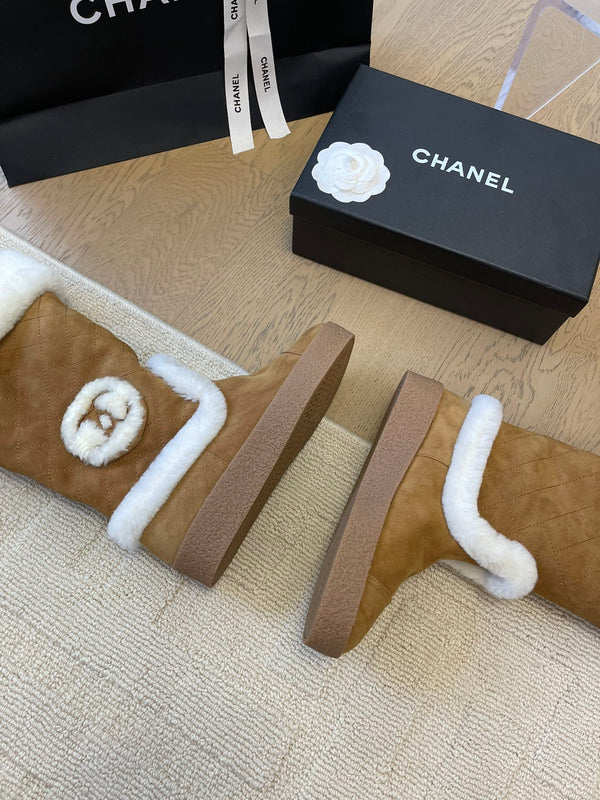 HIGH BOOTS IN CIDER BROWN SUEDE AND FLEECE LINING