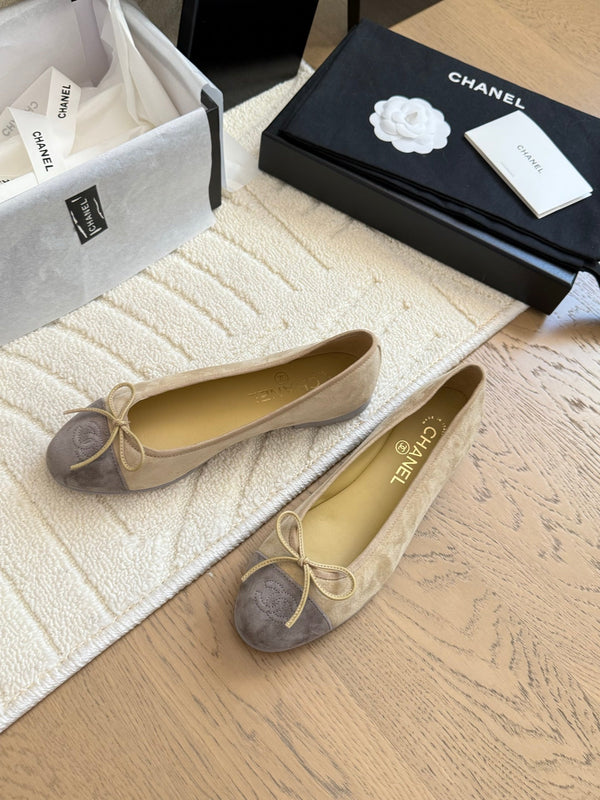 CC 25C Ballet Flat Two-tone Suede Calfskin