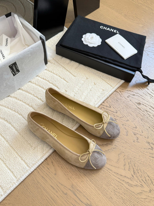 CC 25C Ballet Flat Two-tone Suede Calfskin