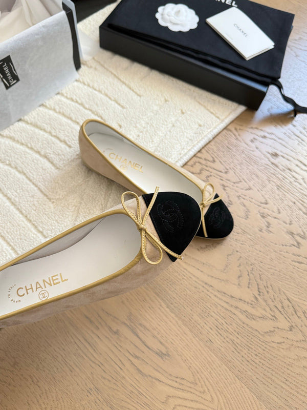 CC 25C Ballet Flat Two-tone Suede Calfskin