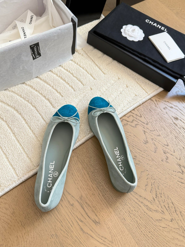 CC 25C Ballet Flat Two-tone Suede Calfskin