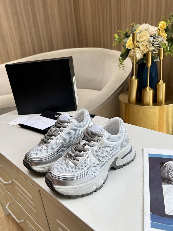 cc trainer black grey calfskin grey mesh