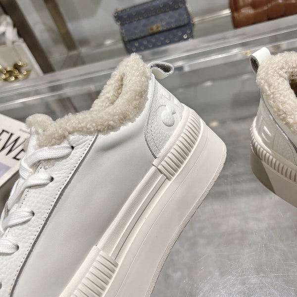 CC Sneaker White Cowhide White Wool Lining