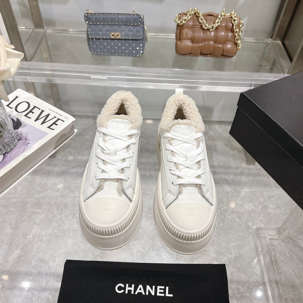 CC Sneaker White Cowhide White Wool Lining