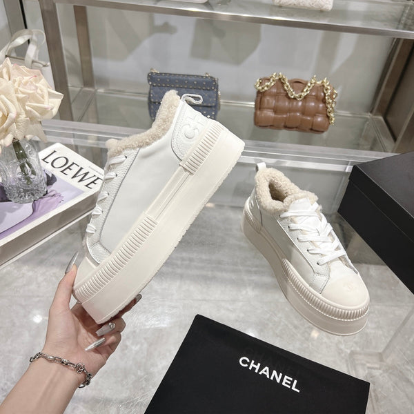 CC Sneaker White Cowhide White Wool Lining