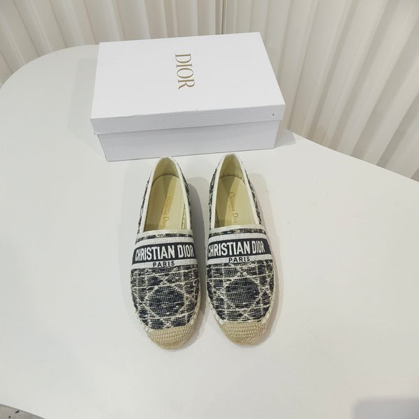 CD Granville Espadrilles Beige Black Cannage Tweed Sequin 632506