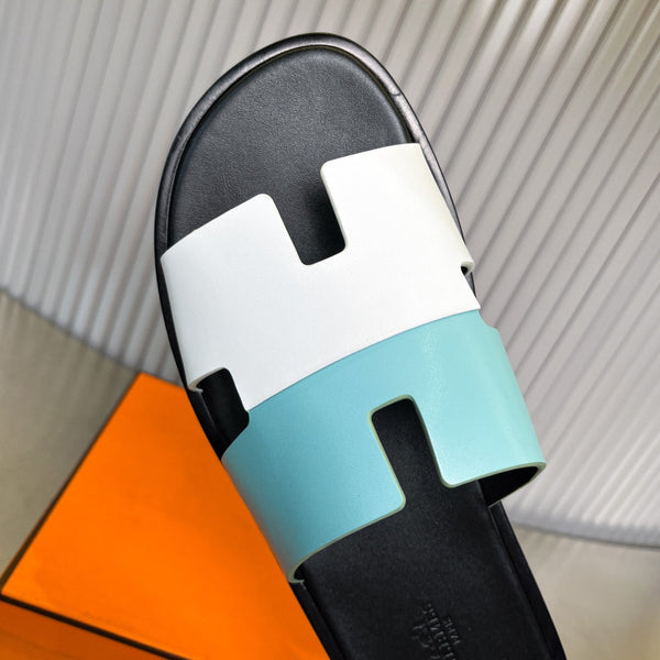 HM Men's Izmir Slide White Mix Blue Cowhide 588512