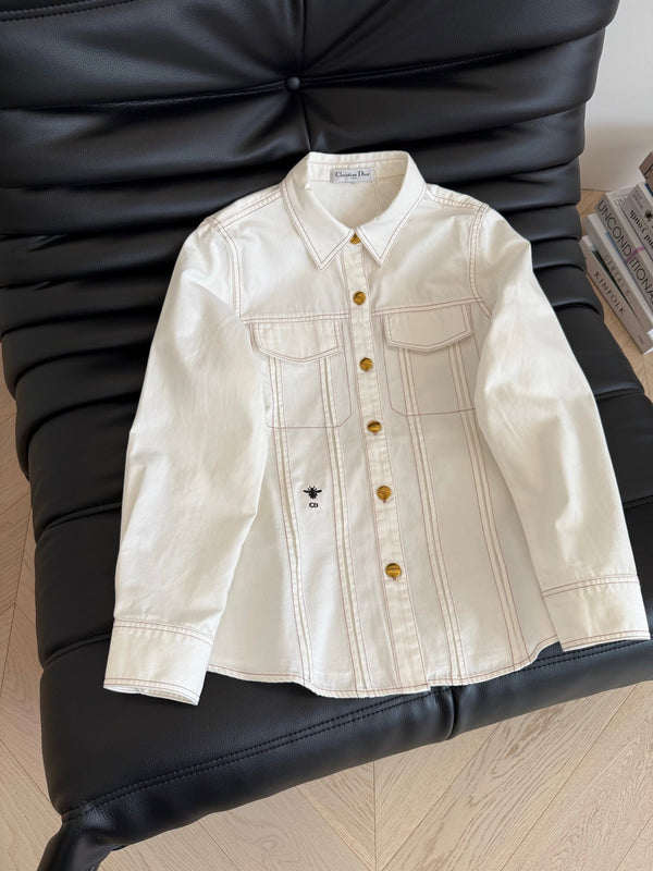 CD 2025 Denim Shirt Blue White Cotton