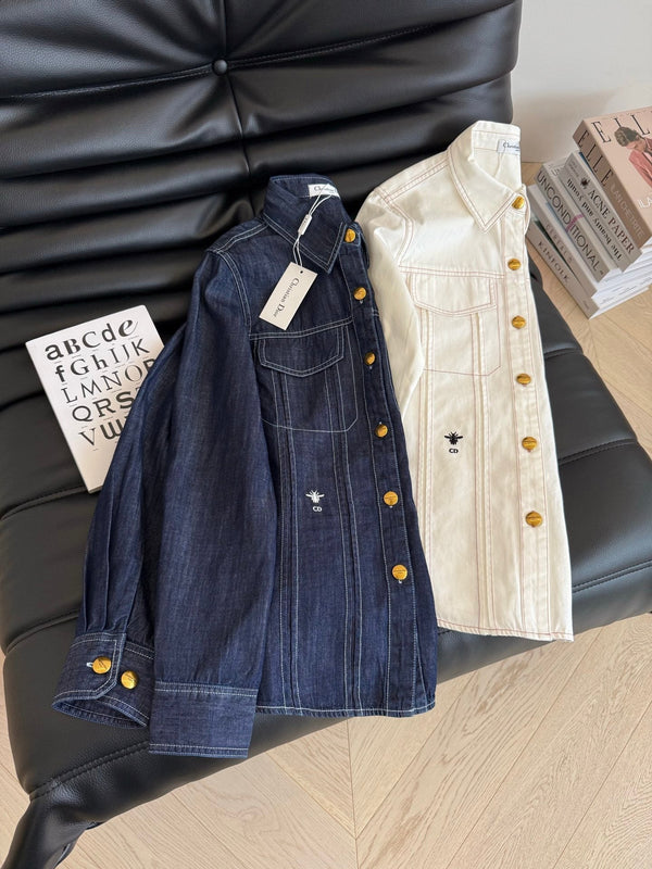 CD 2025 Denim Shirt Blue White Cotton