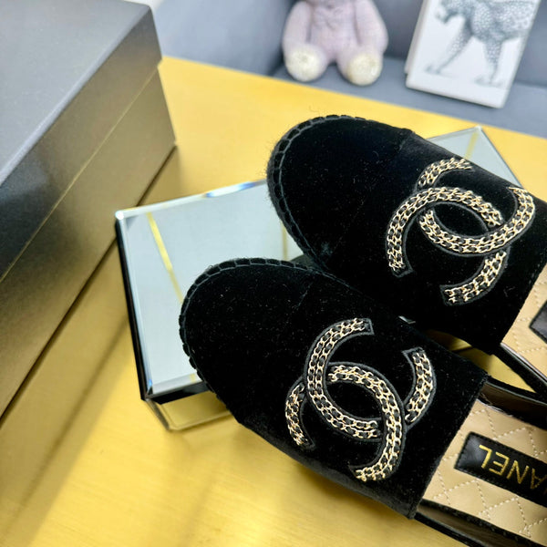 Mocassini CC 25s in velluto ricamato nero Sedge 297817