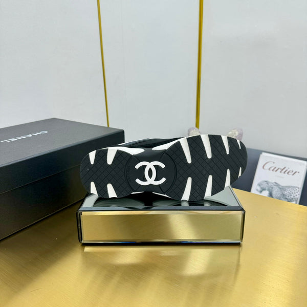 cc womens sneaker in black wool tweed navy blue calfskin and black suede calfskin 137571