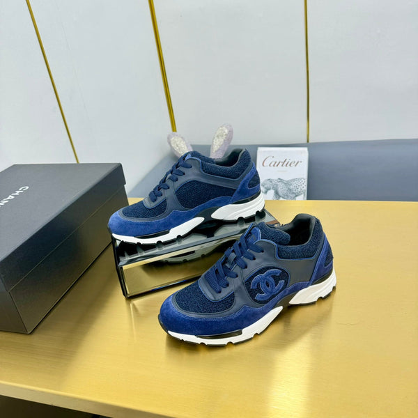 cc womens sneaker in blue wool tweed and suede 137619