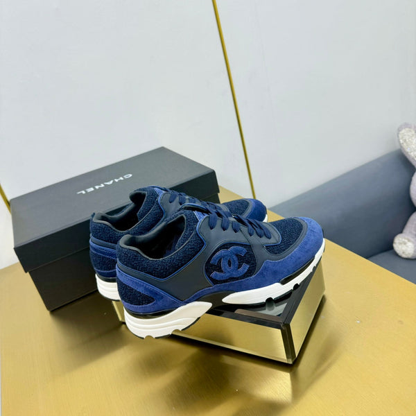 cc womens sneaker in blue wool tweed and suede 137619