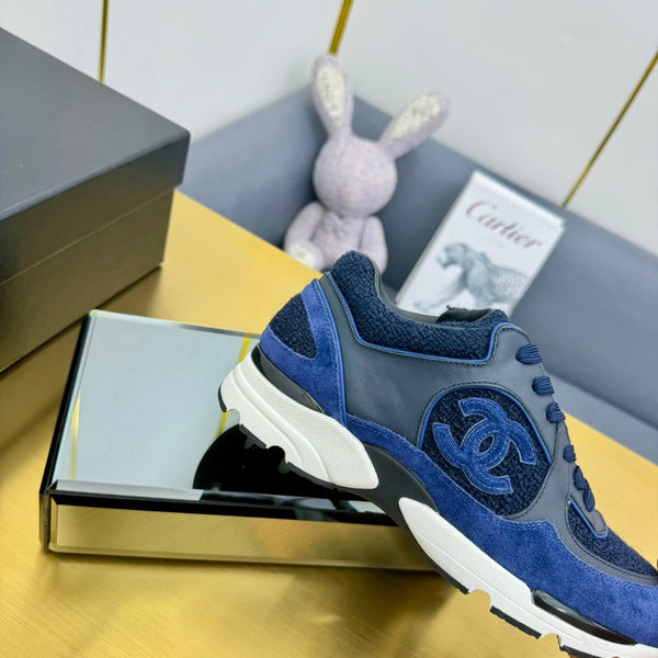 cc womens sneaker in blue wool tweed and suede 137619