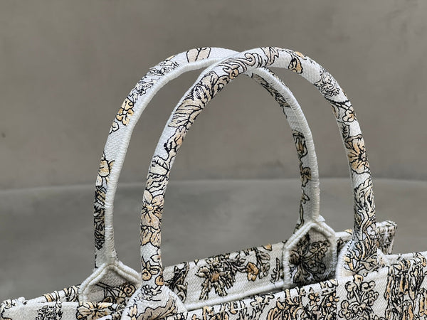 Borsa porta CD e libri 26,5 in tela beige bianca