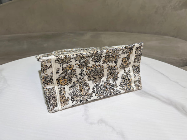 Borsa porta CD e libri 26,5 in tela beige bianca