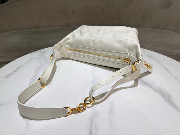 CD Jacquard Hobo Bag 23 With Chain White Calfskin