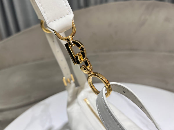 CD Jacquard Hobo Bag 23 With Chain White Calfskin