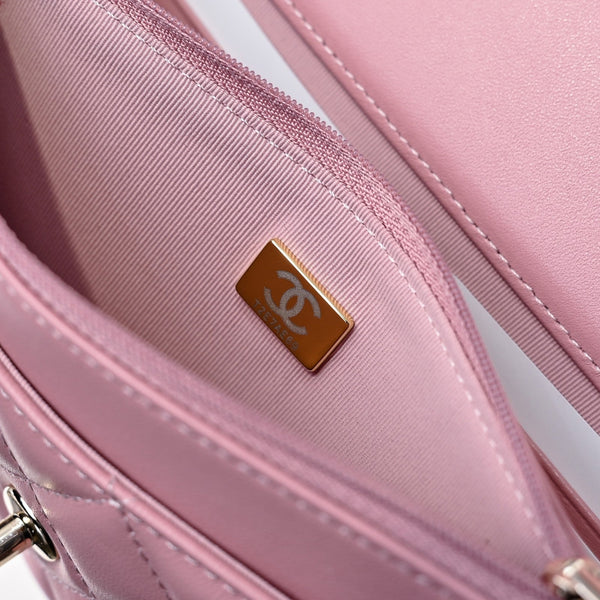 CC 24K Woc Top Handle 19cm Pink Lambskin Light Gold Hardware