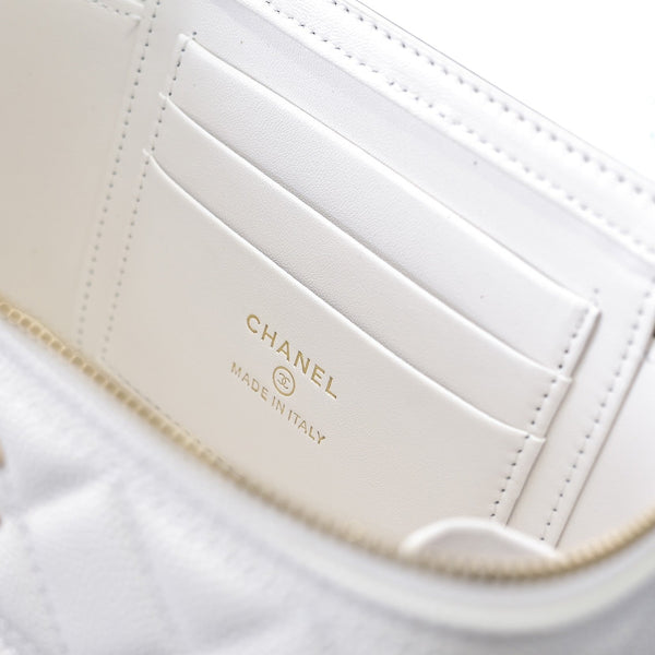 CC 25C Vanity Top Handle 17cm Pelle di vitello martellata bianca Hardware oro chiaro