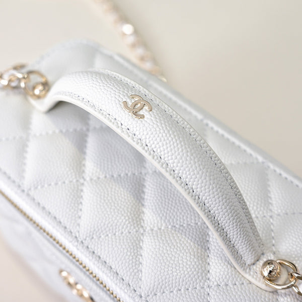 CC 25C Vanity Top Handle 17cm Pelle di vitello martellata bianca Hardware oro chiaro