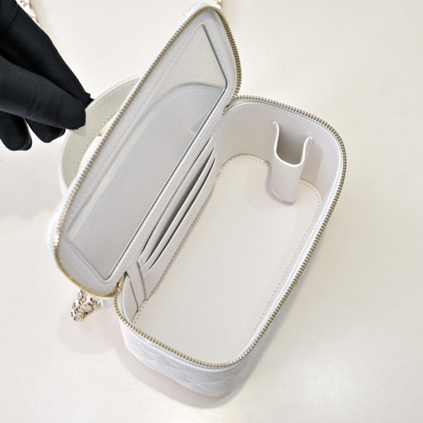 CC 25C Vanity Top Handle 17cm Pelle di vitello martellata bianca Hardware oro chiaro