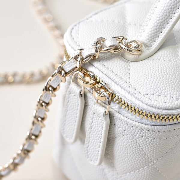 CC 25C Vanity Top Handle 17cm Pelle di vitello martellata bianca Hardware oro chiaro