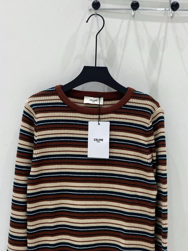 Celine 25 Brown Striped Sweater 294016